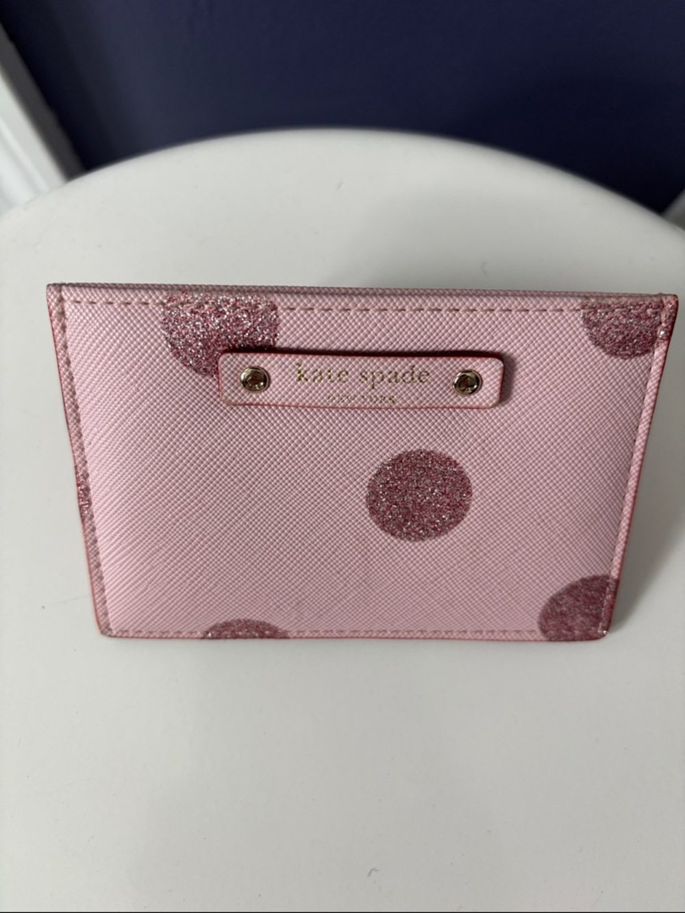 kate spade Pink Glitter Polka Dot Saffiano Card Case - Picture 2 of 6